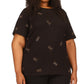 Michael Kors Women's Studded Scattered Logo T-Shirt Black Size 3X