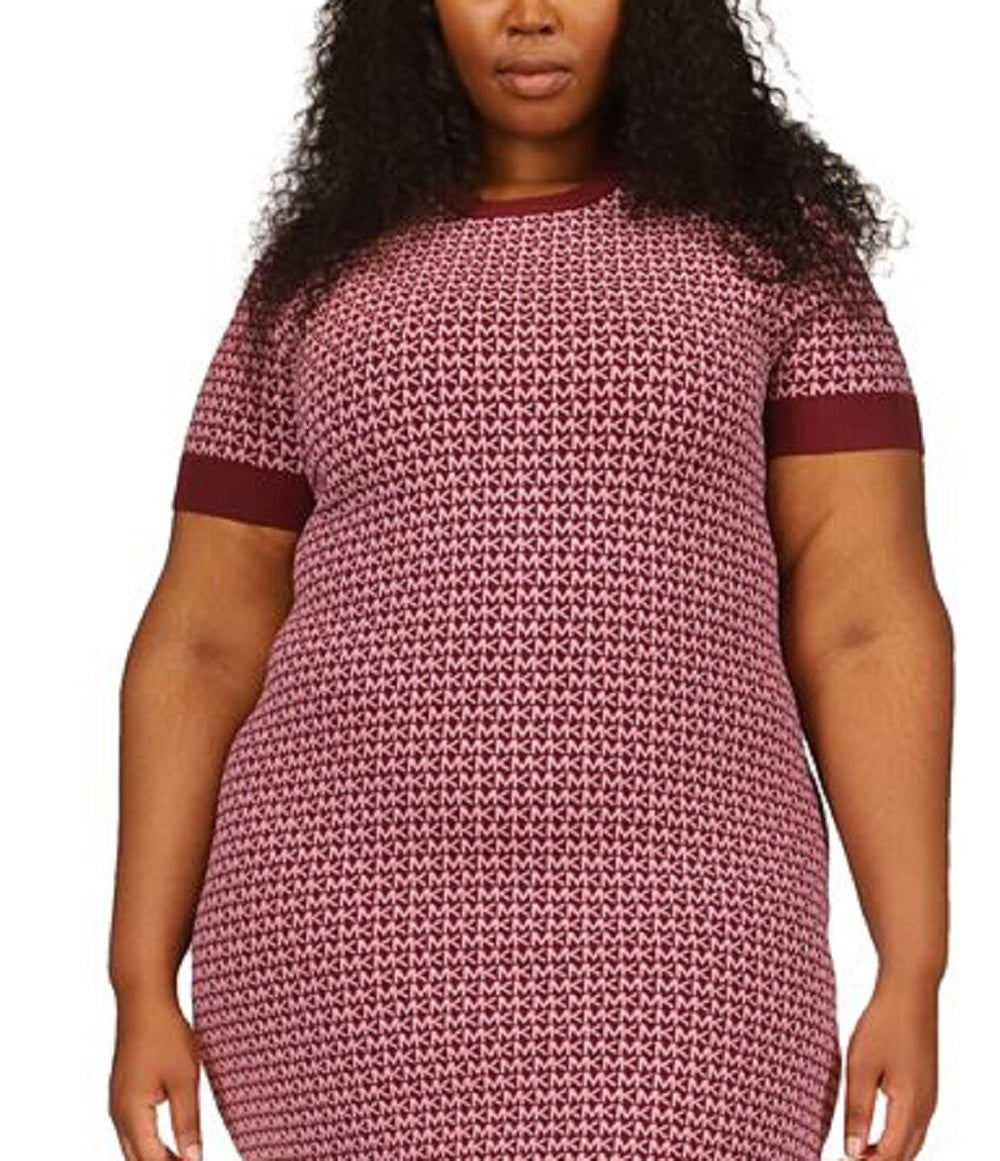 Michael Kors Women's Mk Block Mini Sweater Dress Red Size 1X