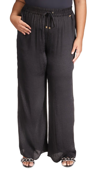 Michael Kors Women's Jacquard Animal Print Wide Leg Pants Black Size 2X