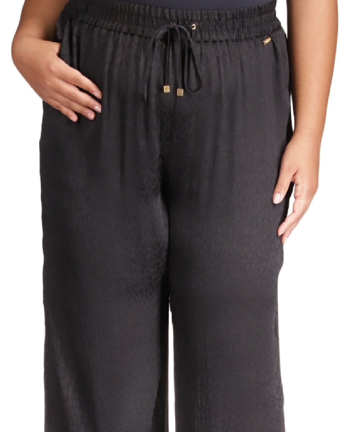 Michael Kors Women's Jacquard Animal Print Wide Leg Pants Black Size 2X