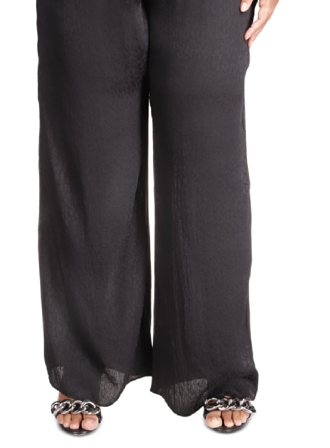Michael Kors Women's Jacquard Animal Print Wide Leg Pants Black Size 2X