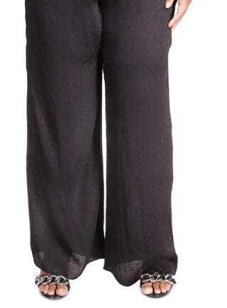 Michael Kors Women's Jacquard Animal Print Wide Leg Pants Black Size 2X