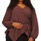 Michael Kors Women's Printed Foulard Faux Wrap Top Red Size 1X