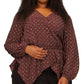 Michael Kors Women's Printed Foulard Faux Wrap Top Red Size 2X