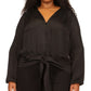 Michael Kors Women's Jacquard Tie Hem Top Black Size 2X