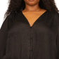Michael Kors Women's Jacquard Tie Hem Top Black Size 3X