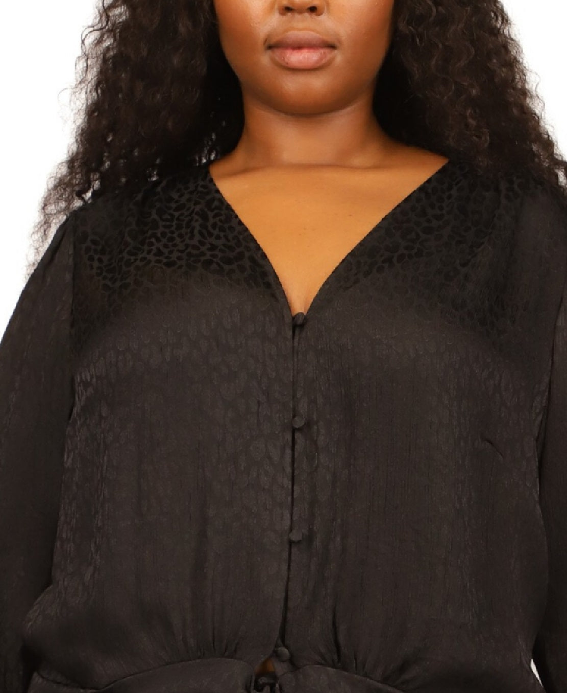 Michael Kors Women's Jacquard Tie Hem Top Black Size 3X