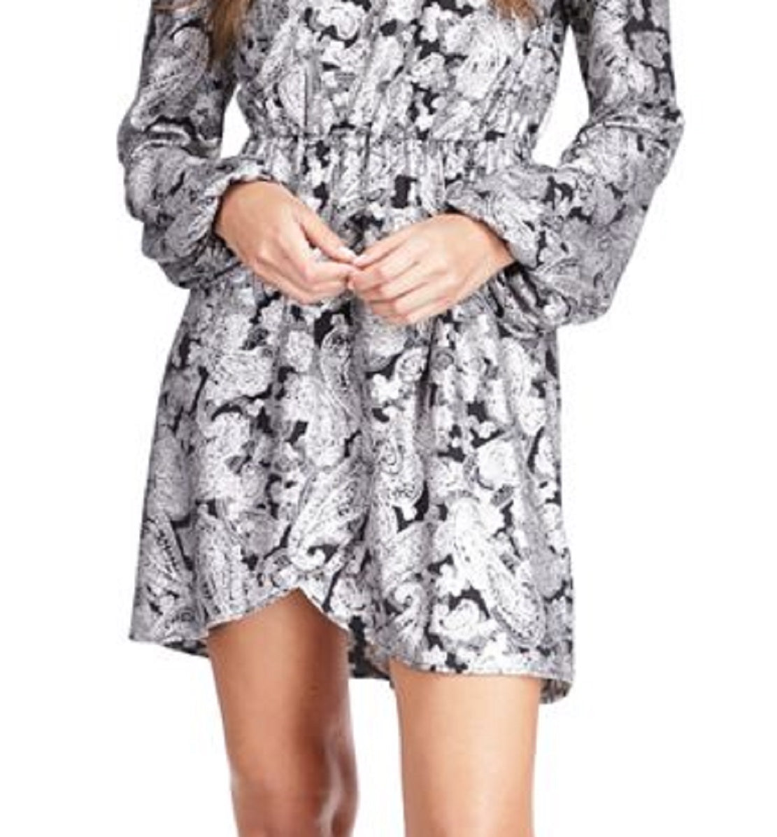 Michael Kors Women's Metallic Paisley Crepe Mini Dress White