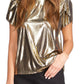 Michael Kors Women's Metallic T-Shirt Yellow Size Petite Medium