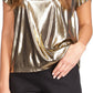 Michael Kors Women's Metallic T-Shirt Yellow Size Petite Medium