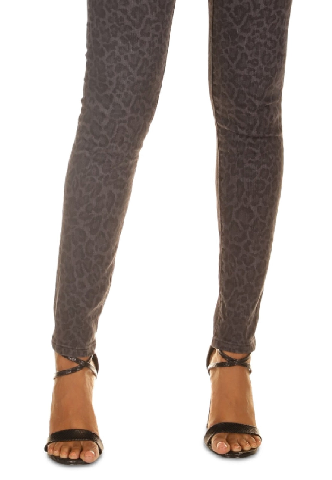 Michael Kors Women's Leopard Print Straight Skinny Jeans Gray Size 10Petite