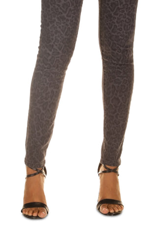 Michael Kors Women's Leopard Print Straight Skinny Jeans Gray Size 10Petite