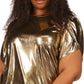 Michael Kors Women's Short Petal Sleeve Foil Top Yellow Size 2X