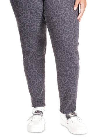 Michael Kors Women's Animal Print Skinny Jeans Black Size 14W