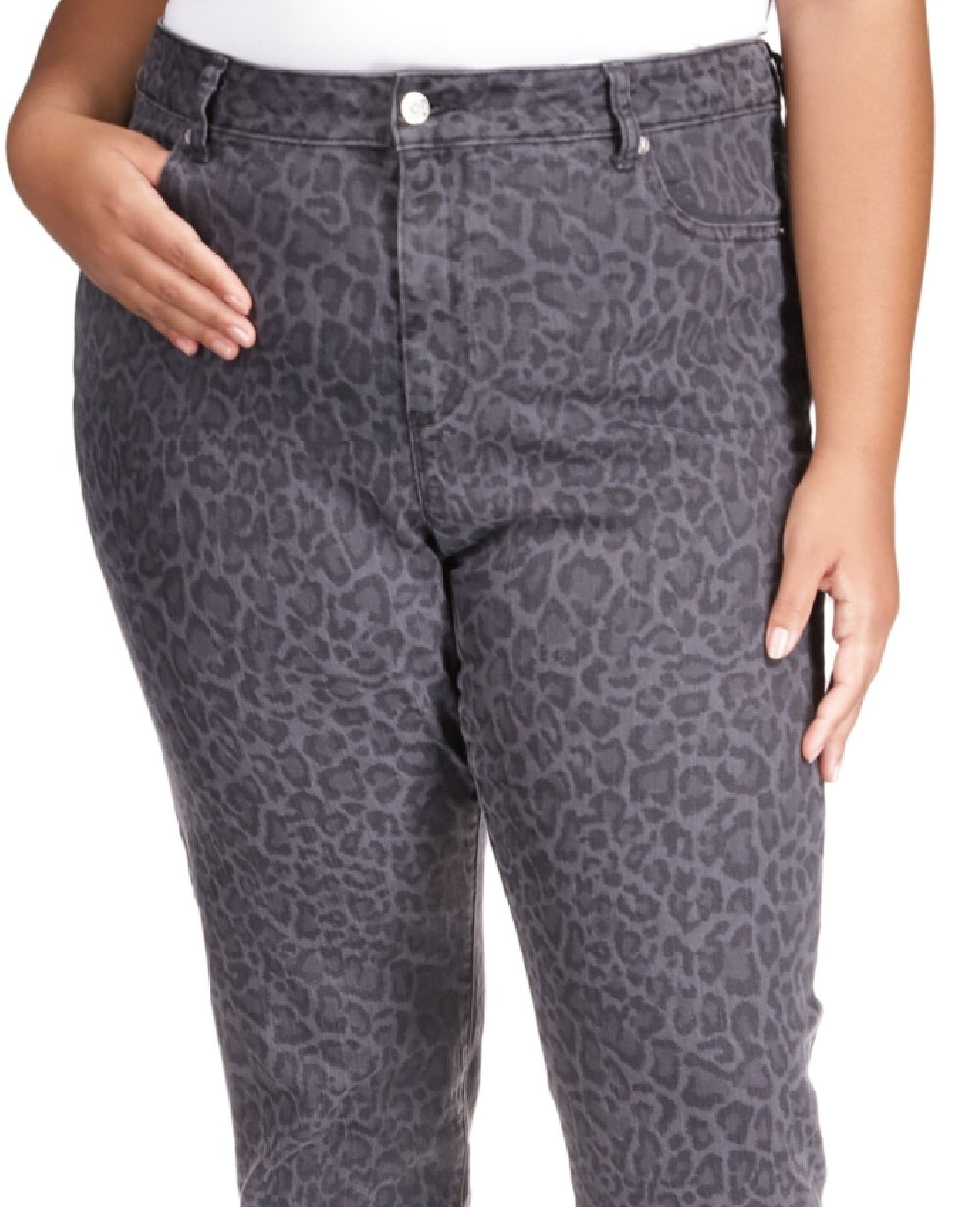 Michael Kors Women's Animal Print Skinny Jeans Black Size Petite Small