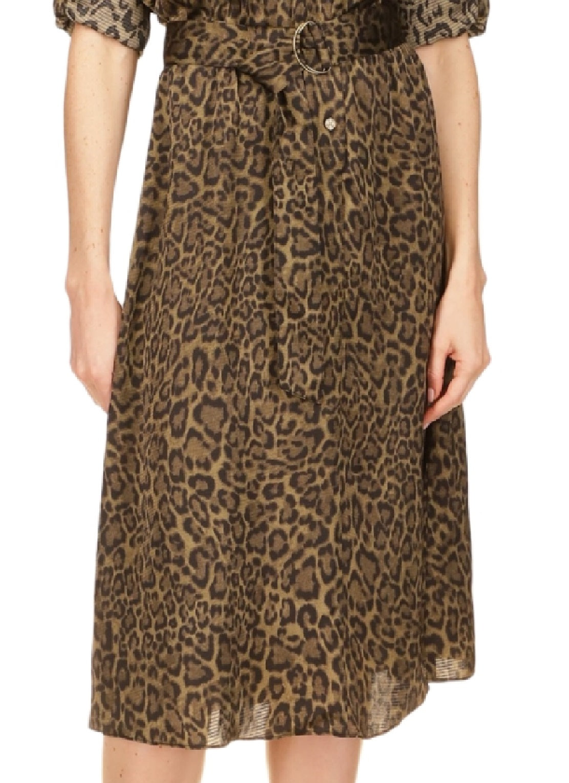 Michael Kors Women's Cheetah Print Midi Utility Dress Green Size X-Large