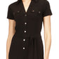 Michael Kors Women's Split Neck Button Jumpsuit Black Size X-Large