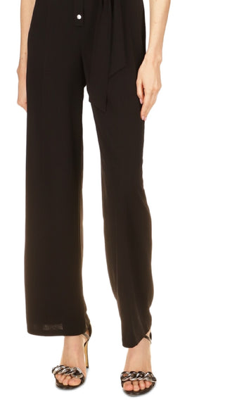 Michael Kors Women's Split Neck Button Jumpsuit Black Size X-Large