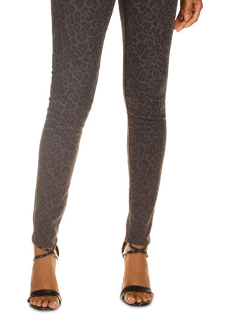 Michael Kors Women's Leopard Print Straight Skinny Jeans Black Size 16