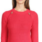 Michael Kors Women's Shaker Knit Zip Sweater Red Size Small