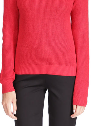 Michael Kors Women's Shaker Knit Zip Sweater Red Size Small