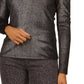 Michael Kors Women's Metallic Velvet Chain Cold Shoulder Top Gray Size Petite Small