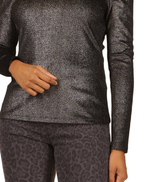 Michael Kors Women's Metallic Velvet Chain Cold Shoulder Top Gray Size Petite Small