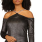 Michael Kors Women's Metallic Velvet Chain Cold Shoulder Top Black Size Medium