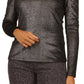 Michael Kors Women's Metallic Velvet Chain Cold Shoulder Top Black Size Medium