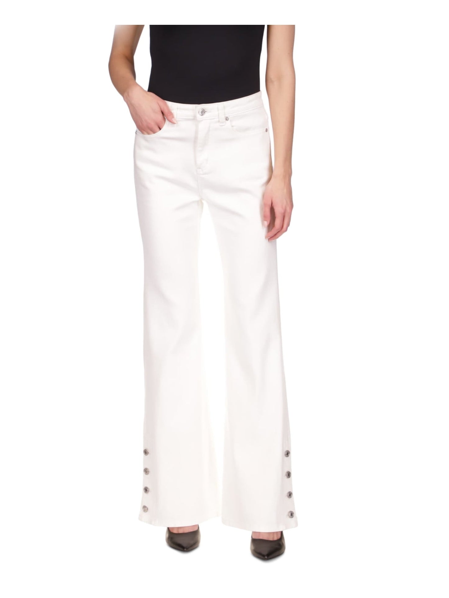 Michael Kors Women's Selma Shaneck Flare Denim Jeans White Size 14