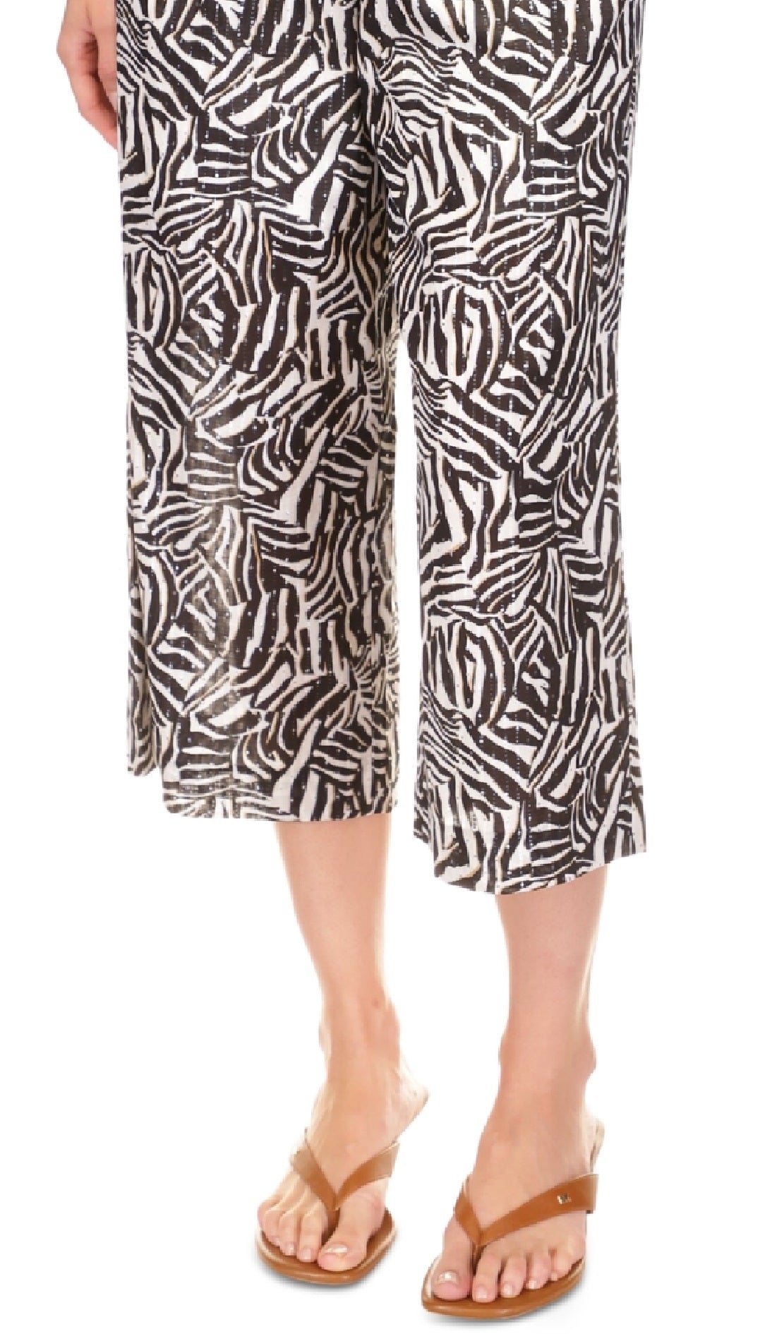 Michael Kors Women's Metallic Zebra Print Pants Brown Size X-Large