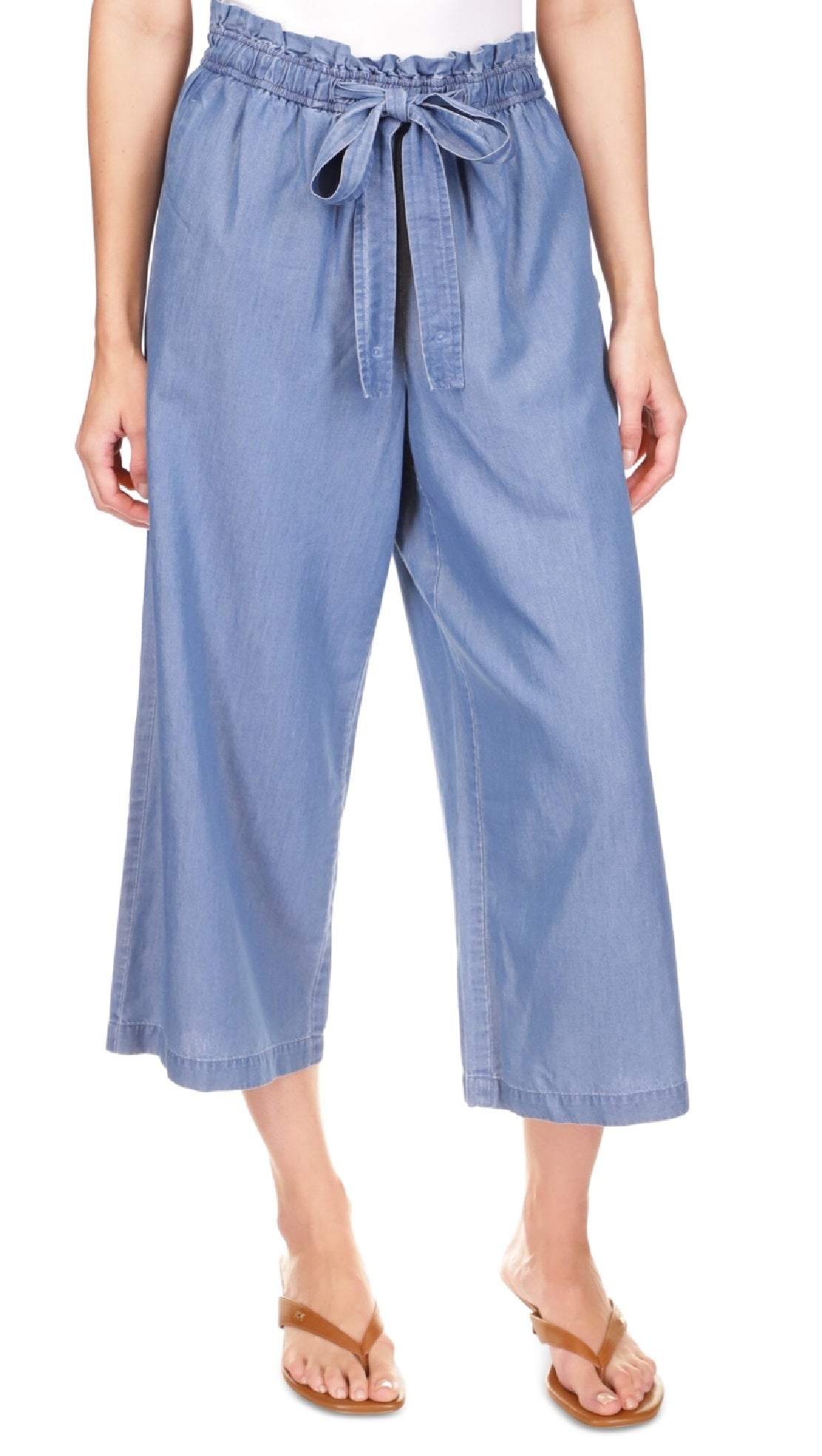 Michael Kors Women's Tie Front Wide Leg Pants Blue Size Small