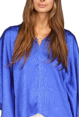 Michael Kors Women's Jacquard Handkerchief Hem Top Blue Size 34X16