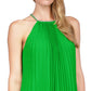 Michael Kors Women's Pleated Chain Halter Top Green Size Small