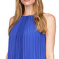 Michael Kors Women's Pleated Chain Trim Top Blue Size Large
