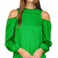 Michael Kors Women's Satin Cold Shoulder Top Green Size X-Large