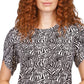 Michael Kors Women's Zebra Print Petal Sleeve Top Gray Size Large