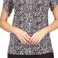 Michael Kors Women's Zebra Print Petal Sleeve Top Gray Size Large