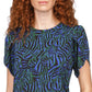 Michael Kors Women's Printed Petal Sleeve Top Blue Size Large