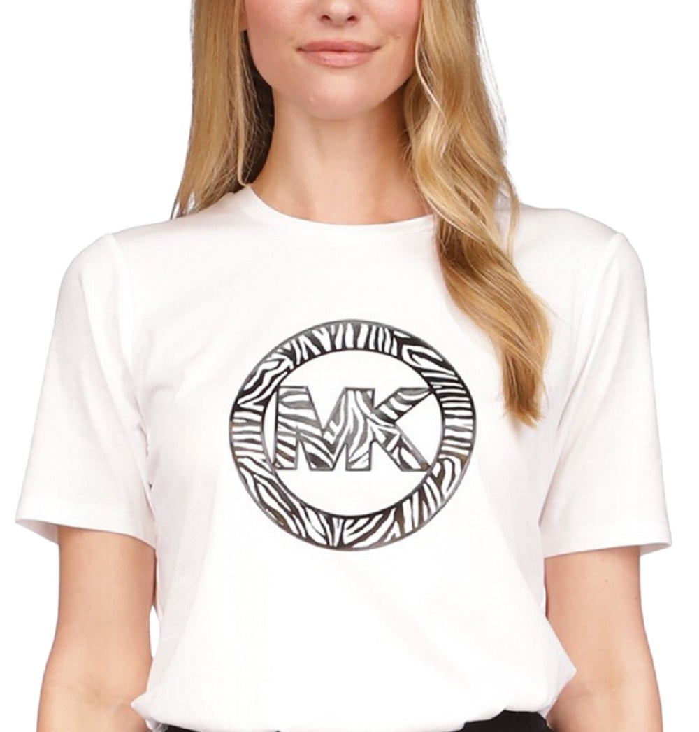 Michael Kors Women's Printed Charm Logo T-Shirt White