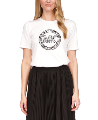Michael Kors Women's Printed Charm Logo T-Shirt White