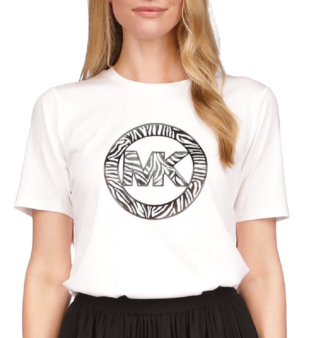 Michael Kors Women's Printed Charm Logo T-Shirt White
