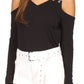 Michael Kors Women's Chain Cold Shoulder Top Black Size Small