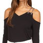 Michael Kors Women's Chain Cold Shoulder Top Black Size Small