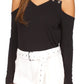 Michael Kors Women's Chain Cold Shoulder Top Black Size X-Large