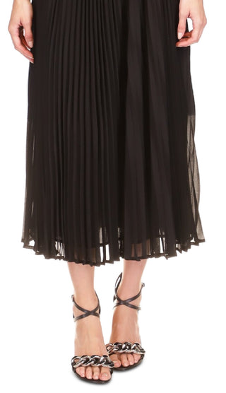 Michael Kors Women's Pleated Midi Skirt Black Size X-Small
