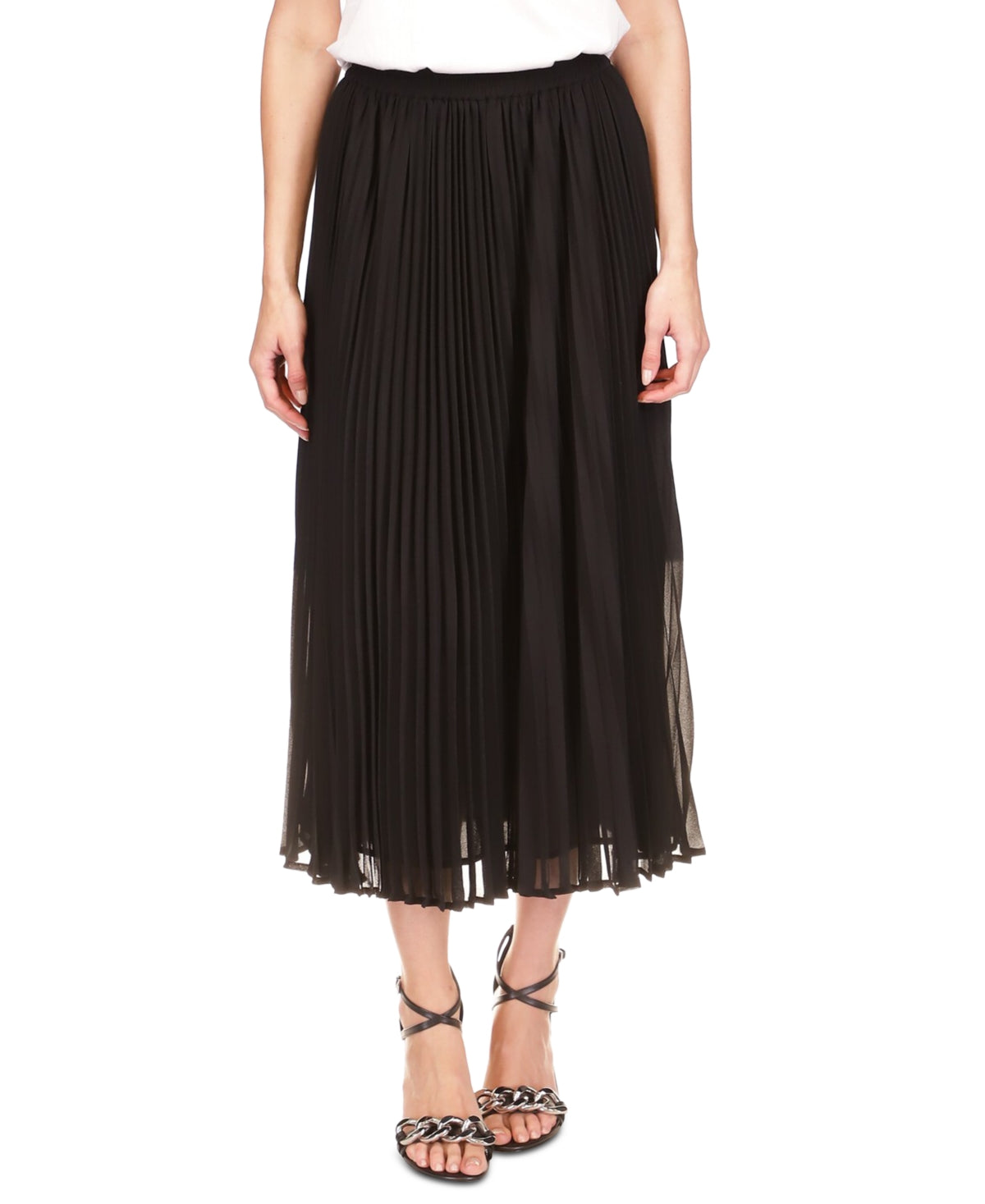 Michael Kors Women's Pleated Midi Skirt Black Size Large