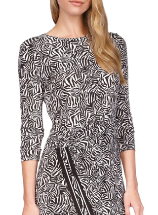 Michael Kors Women's Zebra Print Asymmetrical Midi Dress Gray Size X-Large
