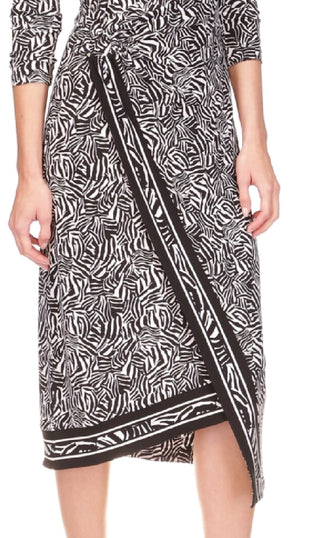 Michael Kors Women's Zebra Print Asymmetrical Midi Dress Gray Size X-Large
