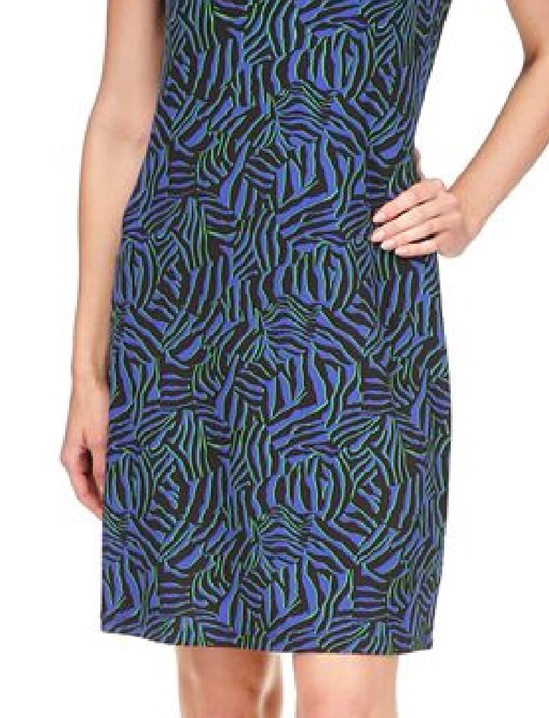 Michael Kors Women's Zebra Print Ring Mini Dress Blue Size Medium